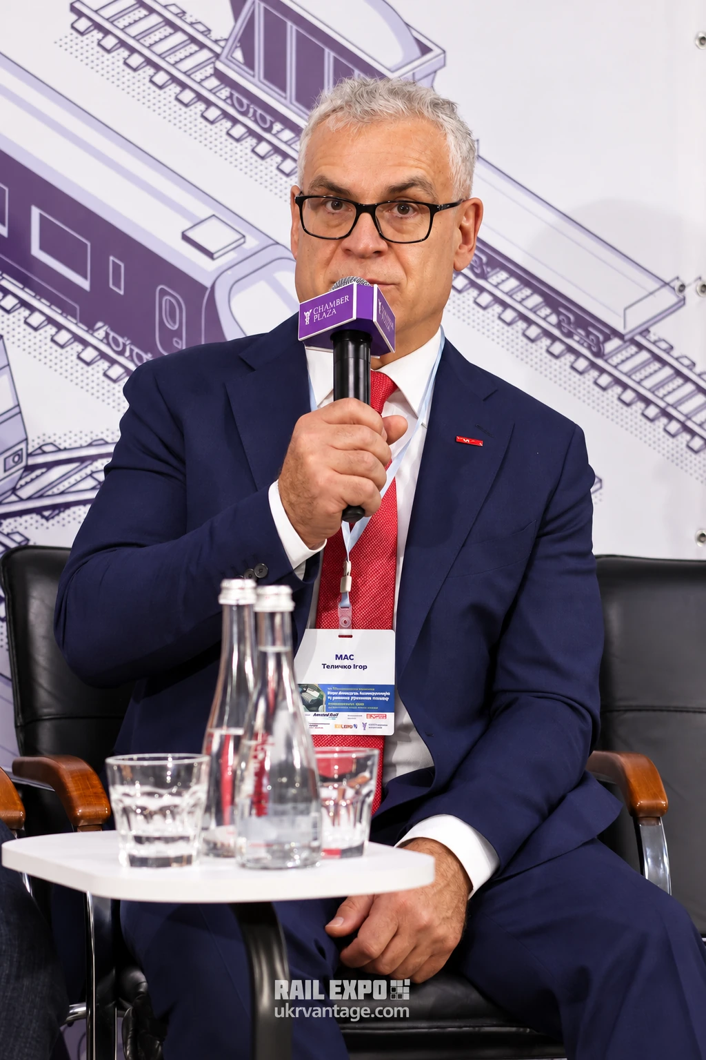 Dr. Igor Telychko answering questions at Rail Expo 2026